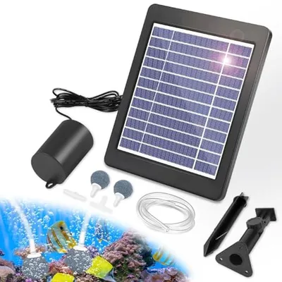 Productafbeelding van Zonne-luchtpomp - Vijverbeluchter - Zuurstofrijk Water - Draadloos Zonne-energie - 4W - Zwart