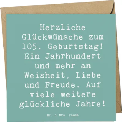 Produktbild von Mr. & Mrs. Panda Klappkarte Spruch 105. Geburtstag - Meeresbrise - Geschenk, liebevolle Geschenke, Wertschätzung ausdrücken, Geburtstagsgeschenk, faltkarte, Lebensfreude