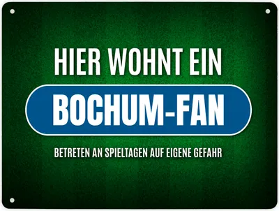 Produktbild von Hier wohnt ein Bochum-Fan Metallschild XL mit Rasen Motiv Schild Blechschild