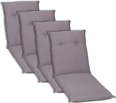 Produktbild von NYVI Liegenauflagen Piemont 4er Set - 191x58x8 cm Hellgrau - Extra Starker 8cm Sitzpolster - Gartenmöbel Auflagen mit Halteband & Bindebändern