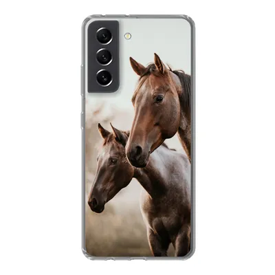 Produktbild von MuchoWow® Handyhülle Schutzhülle Hülle für Samsung Galaxy S21 FE Pferde - Natur - Braun Silikon Softcase Handy Hülle - Mobiltelefonhülle
