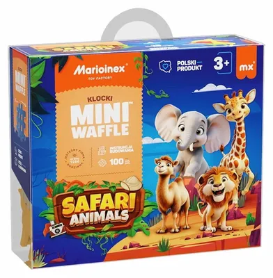 Immagine prodotto di MARIOINEX | Giocattolo da costruzione - Mini wafflesSafari animali - 100 pezzi - Apprendimento creativo - Da 3 anni