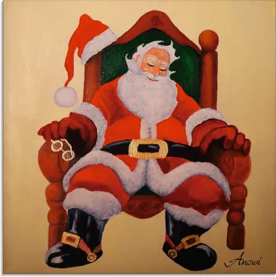 Produktbild von ARTland Glasbild Schlafender Weihnachtsmann Größe: 20x20 cm