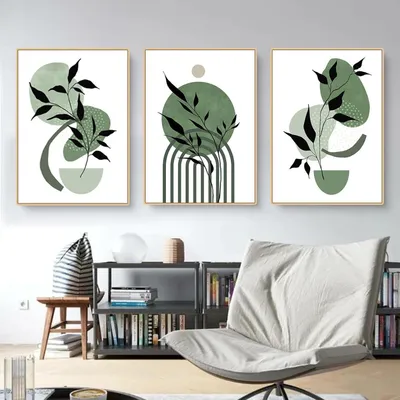 Produktbild von 3er Set Poster Abstrakt Grün Blätter 30x40cm