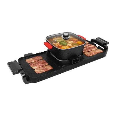 Image de Hot pot avec grill 2 en 1 Poêle à griller BBQ, casserole, barbecue, hot pot D'intérieur