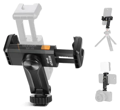 Immagine prodotto di Supporto per smartphone NEEWER, base girevole a 360°, con filettatura da 1/4" e attacco a slitta fredda, per telefoni da 6-9 cm (2,36"-3,54"), compatibile con iPhone 16, 15, 14, 13, 12, 11 Pro Max X XR e Samsung S24 Ultra, modello SP-10
