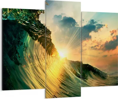 Produktbild von Bild auf Leinwand - Leinwandbild - Meer Welle Wasser - 130x100cm - Wand Bild - Wanddeko - Leinwanddruck - Bilder - Kunstdruck - Wanddekoration - Leinwand bilder - Wandkunst - CB130x100-3943