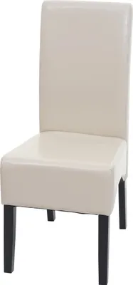 Produktbild von Esszimmerstuhl Latina, Küchenstuhl Stuhl, Leder creme, dunkle Beine