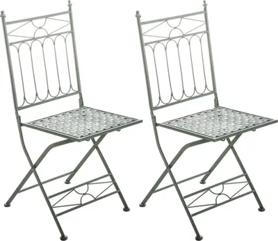 Immagine prodotto di set di 2 sedie pieghevoli - Sedie pieghevoli - Design nostalgico, elegante richiamo per il giardino | Colore: verde antico