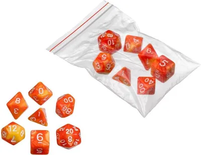 Produktbild von 7-teiliges Würfelset orange im Beutel, verschiedene Größen