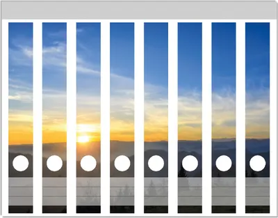 Produktbild von Wallario Ordnerrücken Sticker, selbstklebend für schmale Ordner, 8 Stück, Motiv Sonnenaufgang über dem Schwarzwald
