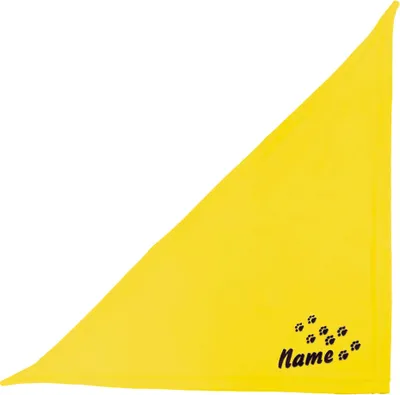 Produktbild von Schecker Besticktes Hundehalstuch Gelb 65 cm Bandana Pfotenspur + Hundename