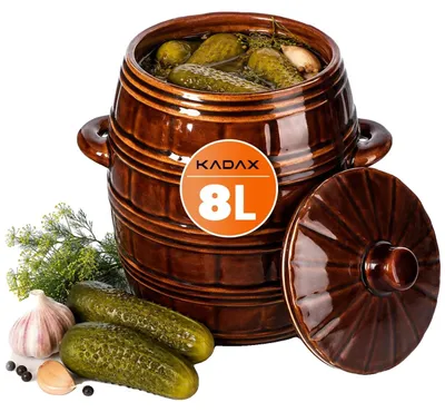 Productafbeelding van Zuurkoolvat, 8 liter inhoud, hoogwaardig keramiek, bruin
