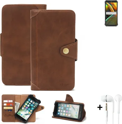 Produktbild von K-S-Trade Handyhülle Schutzhülle kompatibel mit Blackview BV5100  Walletcase Bookstyle Schutz Case Hülle Wallet Flipcase Cover PolyurethanBraun inkl.