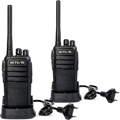 Obrázok produktu pre Retevis RT21 Vysielačka s dlhým dosahom, dobíjacie rádio pre dospelých, profesionálne prenosné obojsmerné rádio pre školy, dopravu, podnikanie (čierne, 2 kusy)