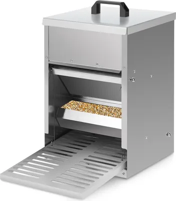Immagine prodotto di Mangiatoia per polli Clanmacy - Mangiatoia per polli con pedale ad apertura automatica, dispenser per mangiatoie, ideale per polli e oche 42x41x25cm
