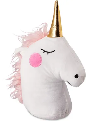 Produktbild von Relaxdays Einhorn Türstopper, Stoff & Sand, Türpuffer für Boden, innen, 28 cm hoch, schwer, Deko Türsack Tier, weiß/gold