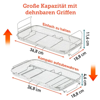 Productafbeelding van Cosori CAF-TF101S-DRREU, Grid, Cosori, Cosori TwinFry, Roestvrij staal, Roestvrij staal, 368 mm