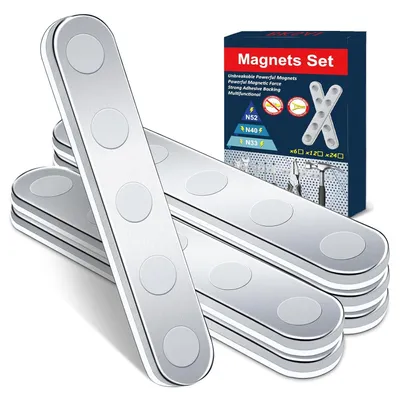 Imagen del producto de Imanes de neodimio, resistentes a golpes, paquete de 6 unidades, 58 x 10 x 2 mm, autoadhesivos, ideales para uso en oficinas