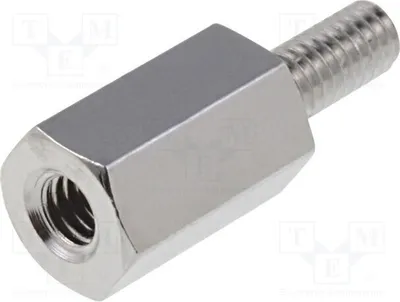Immagine prodotto di 10 distanziatori con filettatura, diametro interno 8 mm: M2,5, diametro esterno: M2,5. Codice prodotto: 212X08. Distanziatori