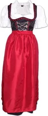Produktbild von 2-teiliges langes Dirndl Landhaus Kleid Dirndel schwarz/mittelrot, Größe:36