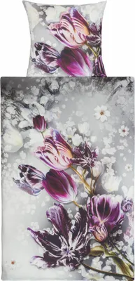 Produktbild von Bierbaum Mako-Satin-Bettwäsche 135 x 200 cm, Farbe Silber/Bunt
