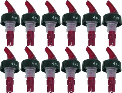 Produktbild von Spirituosen-Dosierer 4 cl rot / schwarz - 12 Stück