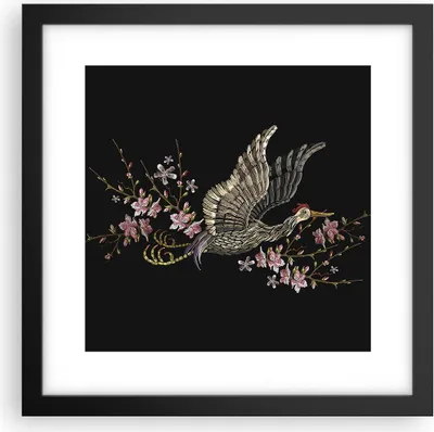 Produktbild von Gerahmtes Poster - Schwarzer Rahmen - Asiatisch Vogel Blumen - 30x30 cm - Wand Bild - Wanddeko - Wandbilder - Kunstposter - Wandposter - Bilderrahmen - Bilder - Kunstdruck - P2BAC30x30-4614