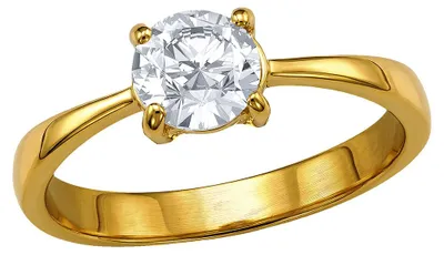 Produktbild von Ring Solitär: Verlobungsring Edelstahl gold 55 (17.5 mm Ø)