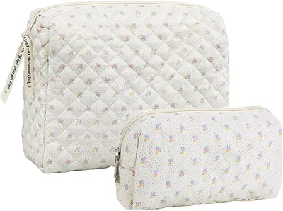 Produktbild von Make-up Taschen Set, 2-teilig, Baumwolle, Weiß, verschiedene Größen, für Kosmetik