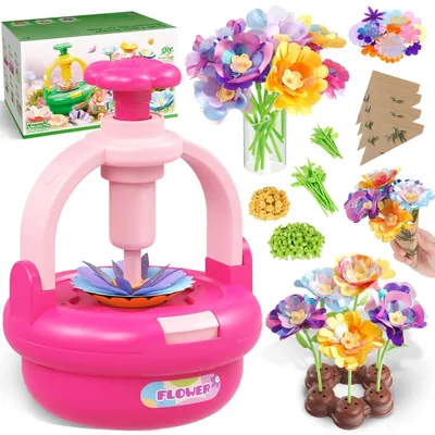 Produktbild von Blumenstrauß Bastelset für Mädchen 4-8 Jahre - DIY Stoffblumen mit Vase und Zubehör