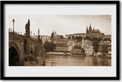 Produktbild von Bild 60x40 MDF-Rahmen Wandkunst Prager Brücke Landschaft