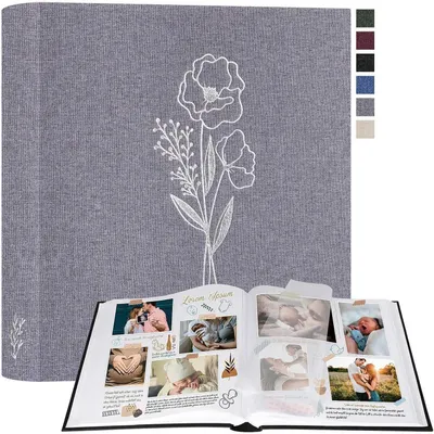 Obrázok produktu pre Fotoalbum na vlastnú tvorbu, plátnová fotokniha, 100 bielych strán s pergamenovým papierom, sivá farba, rozmer 30 x 33,5 cm