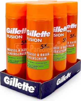 Produktbild von Gillette Fusion Sensitive Rasierschaum mit Mandelöl, 250 ml x 6