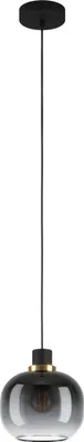 Produktbild von EGLO Hängelampe Oilella, 1-flammige Pendelleuchte Rauchglas über Esstisch, Deckenlampe hängend aus Metall mit Glas-Kugel, Kugellampe, E27, Ø 19 cm