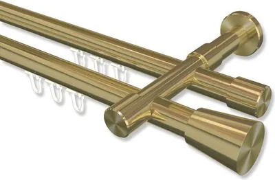 Produktbild von Interdeco Innenlaufstange, Gardinenstange mit Innenlauf Messing-Optik Modell Prestige Sitra, 20 mm Ø 2-läufig, 200 cm