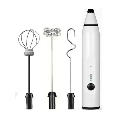 Produktbild von Handheld Automatischer Eierschläger Milchschüttler USB Aufladen Eierschläger,(weiß + Haken)