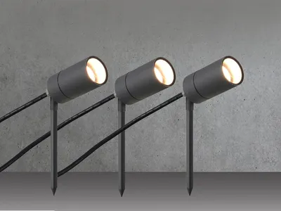 Produktbild von 3er SET schwenkbare LED Gartenstrahler mit Erdspieß & 2 Meter Anschlusskabel