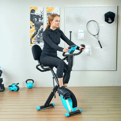 Image de Vélo d'appartement vert avec 8 niveaux de résistance magnétique, écran LCD et selle réglable