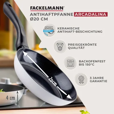 Produktbild von Fackelmann Arcadalina Pfannen Set 3-teiliges Kochgeschirr aus recyceltem Aluminium mit Keramikbeschichtung, ideal für alle Herdarten