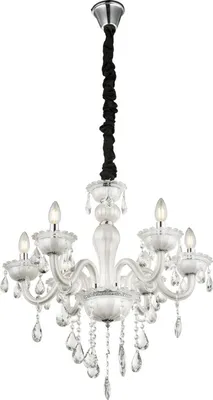Produktbild von Globo Lighting Luster Metall weiß, Glas, K5 Kristalle klar, ø: 610mm, H: 1500mm, exkl. 6x E14 40W 230V