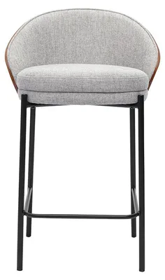 Produktbild von Miliboo - Barhocker aus grauem Samt-Effekt-Stoff, dunklem Holz und Metall, H65 cm (2er-Set) TUCSON