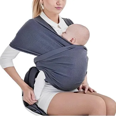 Obrázok produktu pre Uniqoos® Elastická nosná šatka zo 100% priedušnej bavlny – tmavošedá, pre novorodencov a batočiata do 16 kg, ergonomická