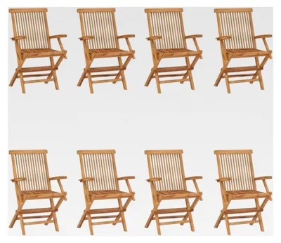 Produktbild von Klappbare Gartenstühle für den Außenbereich, 8 Stück, aus massivem Teakholz