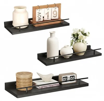 Produktbild von Omgoods – Set aus 3 Holz-Wandregalen, 40 x 15 cm, Schwarz