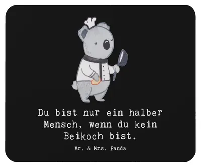 Produktbild von Mr. & Mrs. Panda Mauspad Beikoch Herz - Schwarz - Geschenk, Gastronomie, Spruch, Mouse Pad, Mousepad, Restaurant, pc, mousematte, Lustig