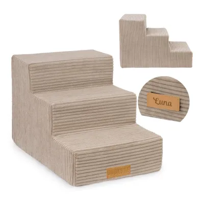 Produktbild von Hundetreppe 3 Stufen personalisiert mit Namen, Haustiertreppe für Hunde und Katzen, Einstiegshilfe für ältere und kranke Tiere, Hunderampe