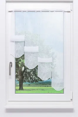 Produktbild von Panneaux Kelchblüten Plauener Spitze - (BxH) 192x95cm in weiß