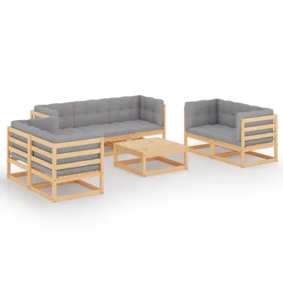 Immagine prodotto di vidaXL Set da giardino da 8 pezzi con cuscini in legno di pino massiccio