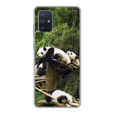Produktbild von MuchoWow® Handyhülle Schutzhülle Hülle für Samsung Galaxy A51 5G Pandas - Holz - Treppe Silikon Softcase Handy Hülle - Abbildung